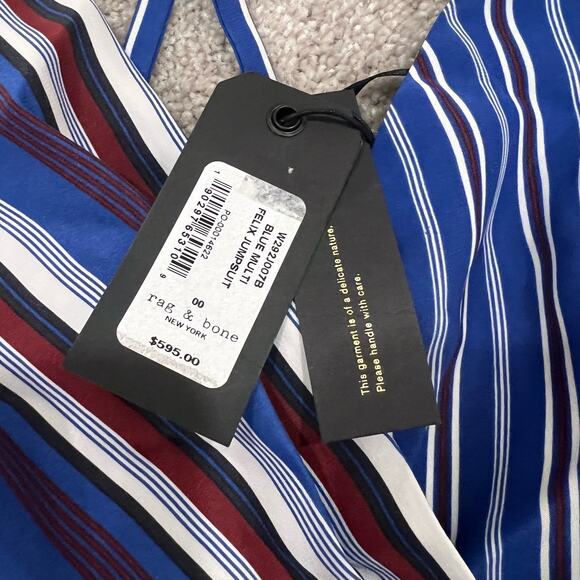 NWT Rag and Bone‎ Blue Multi Felix Jumpsuit 100% Silk $595 MSRP Size 00 - Picture 8 of 14